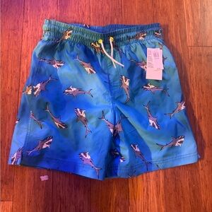Old Navy Boys Blue Shark Pattern Swim Shorts